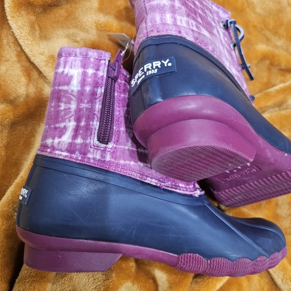 Sperry saltwater navy/berry Purple duck boots youth size 3 - Picture 3 of 5